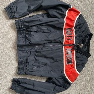 Vintage Harley Davidson windbreaker/jacket. Naturally distressed